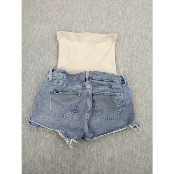 Blanqi Denim Maternity Shorts Womens Medium Blue Over Belly Stretch Distressed - Picture 2 of 10